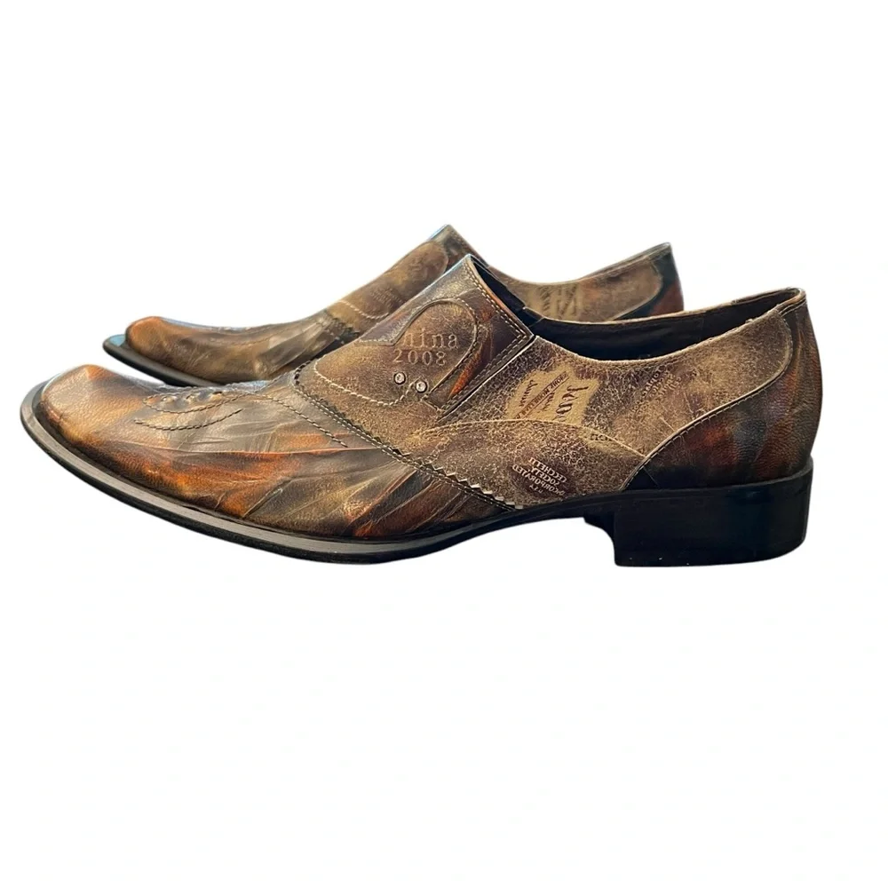 FI-6193 Multi Color Leather Pointed toe Slip on Loafer Fiesso Aurelio Garcia 42 - Picture 16 of 16